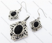 Black Rhinestones Pendant & Earrings  Jewelry Set - KJS410056