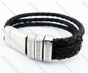 Stainless Steel Leather Bracelet - KJB400037