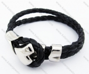 Stainless Steel Leather Bracelet - KJB400041