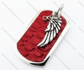 2 Parts Stainless Steel Wings Red Leather Tag Pendant - KJP400023