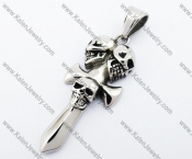 Stainless Steel Skull Cross Pendant - KJP400033