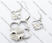 Rhinestones Clover Pendant & Earrings Jewelry Set - KJS410074