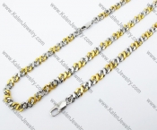 Half Gold Plating Necklace & Bracelet Jewelry Set - KJS100050