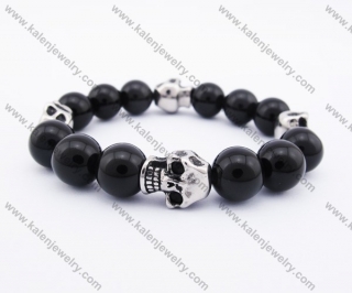 Stainless Steel Skull Black Beads Bracelet KJB170124