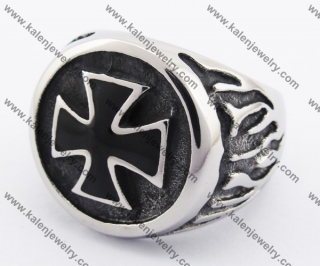 Stainless Steel Flames WWII Iron Cross Ring KJR370146