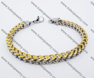 220×6mm Stainless Steel Half Gold Bracelet KJB100088