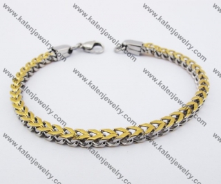 215×4 mm Stainless Steel Half Gold Plating Bracelet KJB100089