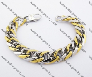 225×13mm Stainless Steel Half Gold Bracelet KJB100099