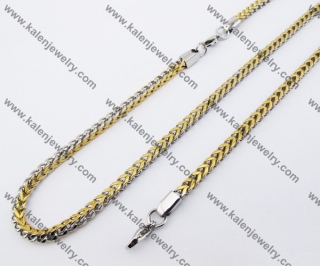Half Gold Plating Necklace & Bracelet Steel Jewelry Set KJS100056