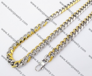 Half Gold Plating Necklace & Bracelet Steel Jewelry Set KJS100064