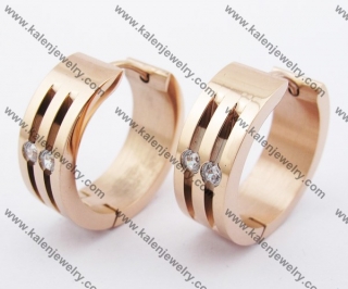 Rose Gold Stainless Steel Rhinestones Earrings KJE050991