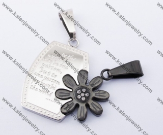 Half Black Stainless Steel Flower Couple Pendants KJP140146