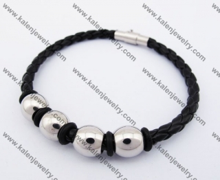 Stainless Steel Leather Bracelet KJB510015