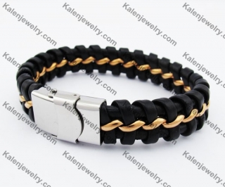 Stainless Steel Leather Bracelet KJB050400