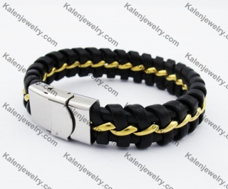 Stainless Steel Leather Bracelet KJB050401