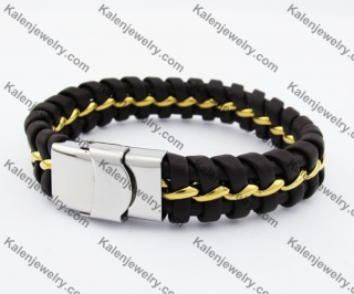 Stainless Steel Leather Bracelet KJB050402