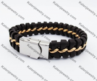 Stainless Steel Leather Bracelet KJB050403