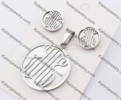 Steel Bear Earrings & Pendant Jewelry Set KJS050065