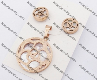 Rose Gold Steel Earrings & Pendant Jewelry Set KJS050067
