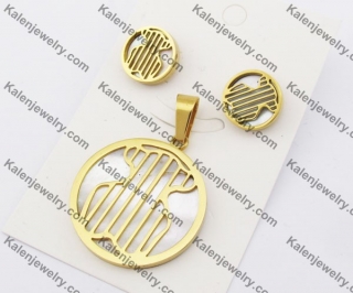 Steel Bear Earrings & Pendant Jewelry Set KJS050069