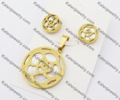 Gold Plating Steel Earrings & Pendant Jewelry Set KJS050073
