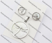 Steel Dragonfly Earrings & Pendant Jewelry Set KJS050074