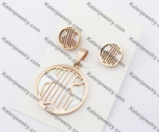 Rose Gold Steel Bear Earrings & Pendant Jewelry Set KJS050077