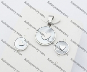 Steel Heart Earrings & Pendant Jewelry Set KJS050079