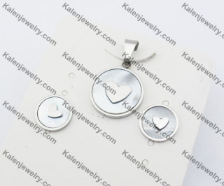 Steel Heart Earrings & Pendant Jewelry Set KJS050079