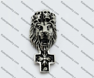 Stainless Steel Lion Cross Pendant KJP550015