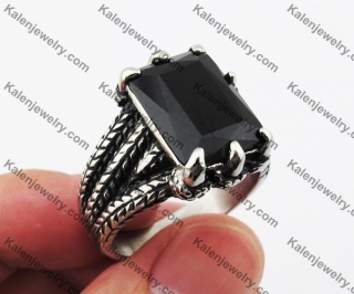 Stainless Steel Black Agate Claw Ring KJR330129B