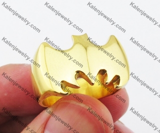 Gold Stainless Steel Bat Ring KJR330131