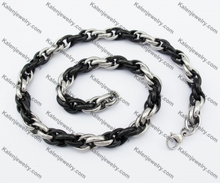 525×11mm Half Black Stainless Steel Necklace KJN150208