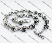 13mm Wide Stainless Steel Skull Necklace KJN550149