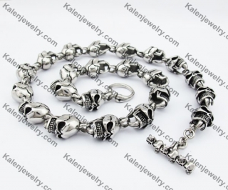 13mm Wide Stainless Steel Skull Necklace KJN550149