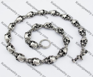 14mm Wide Stainless Steel Skull Necklace KJN550154