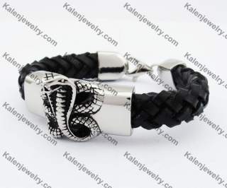 Steel Cobra Snake Leather Bracelet KJB170194