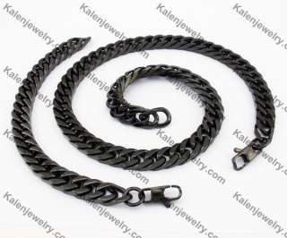 Black Stainless Steel Necklace & Bracelet Set KJS150003