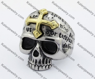 Gold Plating Cross Skull Ring KJR350222