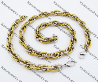 11mm Wide Gold Plating Neckalce & Bracelet Set KJS550126SG