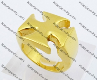Gold Plating Iron Cross Ring KJR330134