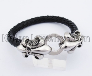 Fleur De Lis Clasps Leather Bracelet KJB550215