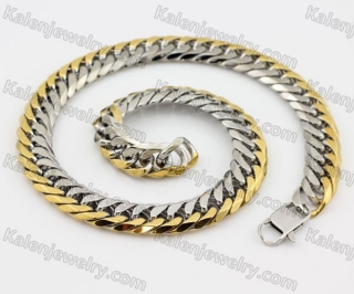 Half Gold Stainless Steel Necklace KJN200087