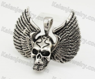 Stainless Steel Wings Skull Pendant KJP600033