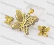 Three-dimensional Gold Plating Butterfly Jewelry Set KJS680001
