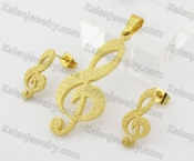 Romantic Musical Note Pendant and Ear Stud Set KJS680002