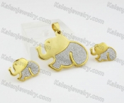 Lovely Elephants Pendant and Ear Stud Set KJS680005