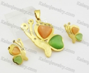 Lovely Colorful Butterfly Pendant and Ear Studs Set KJS680009