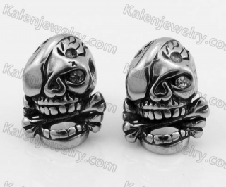 Stainless Stee Inlay Stone Skull Bikerl Ear StudKJE690001