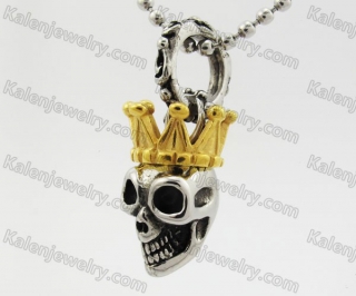 Steel Gold Crown Skull Pendant KJP600126
